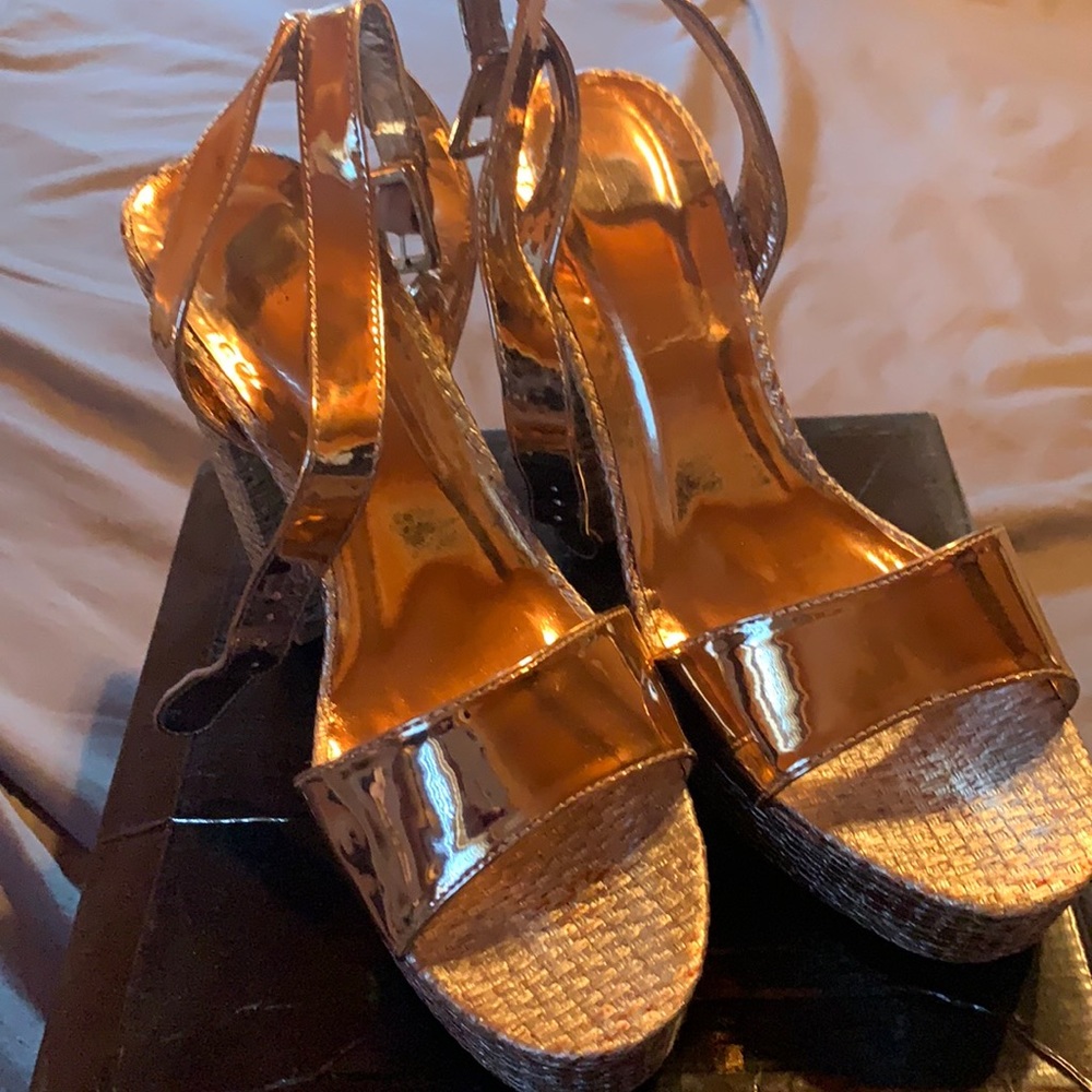 Rose gold platform heel